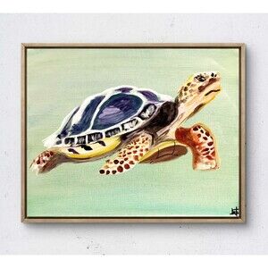 WS original sea turtle hand painted 14X11 canvas acrylic abstract modern art